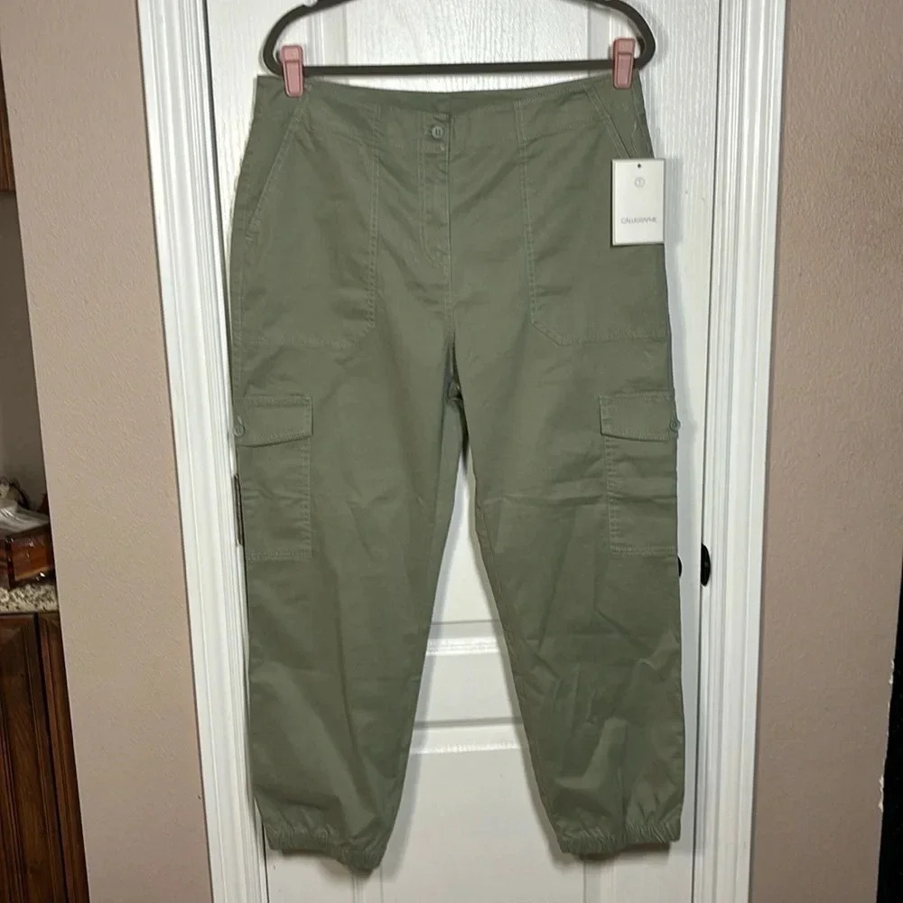 Calligraphie Women's‎ Khaki Green Zip Fly Cargo Pants Size 14 NWT